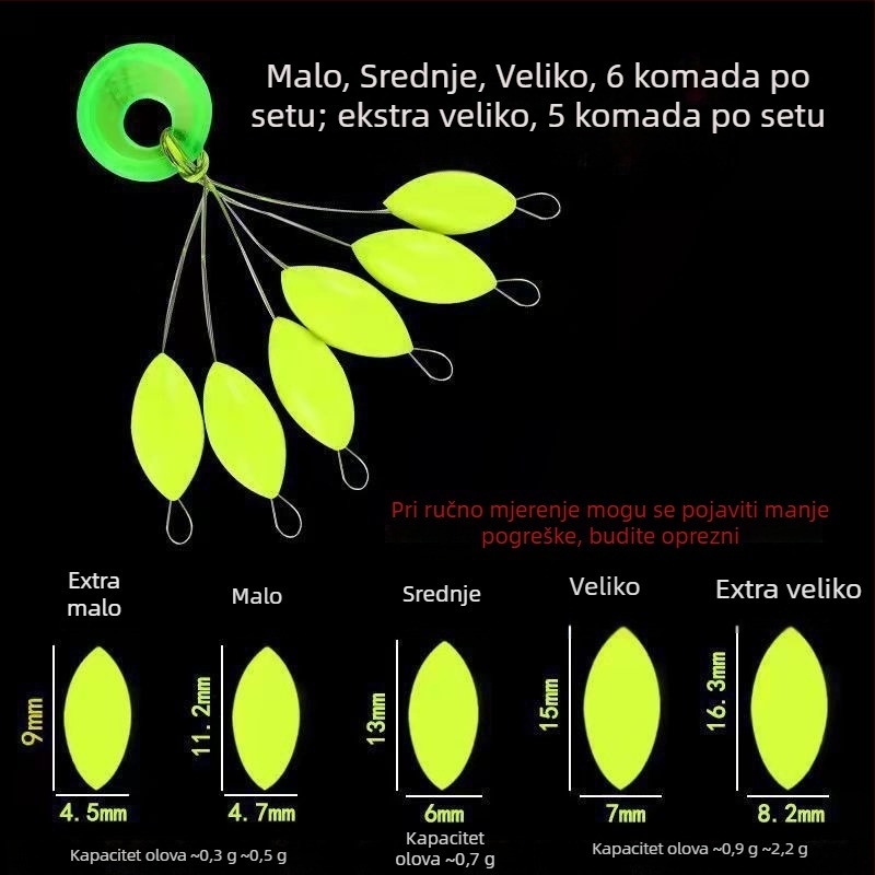 Set plutajućih plovaka za ribolov u obliku masline, tradicionalni stil