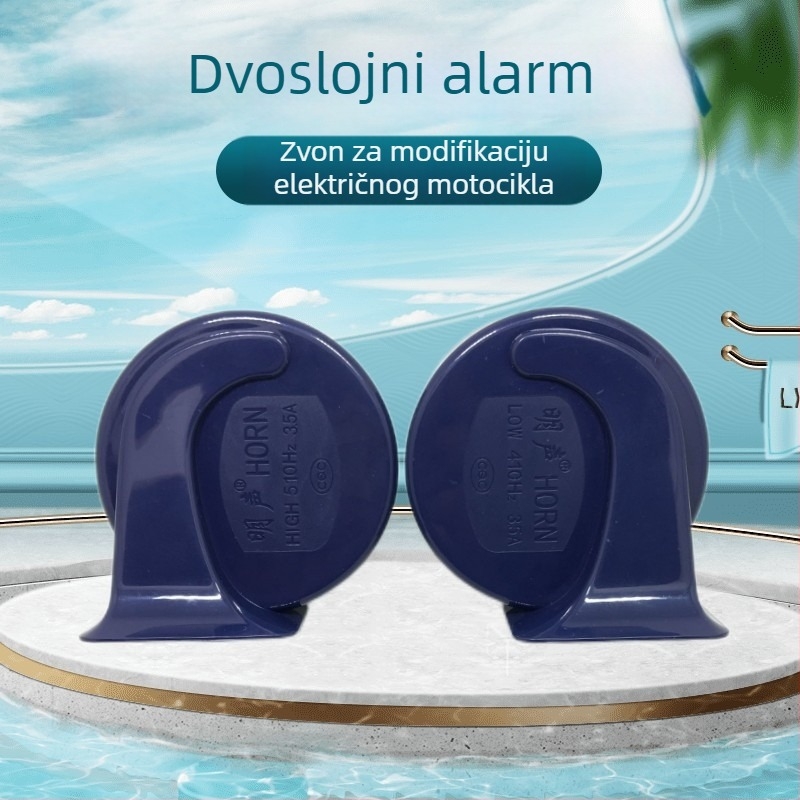 Automobilski klaxon, dvotonski, model mali kvadratni otvor, 12V, 80W, 8Ω, 110dB