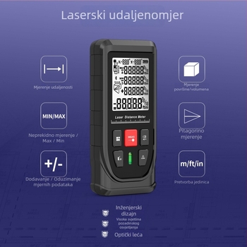 Ručni laserski daljinomjer Hy50c serija, Hongxiangtong – za instalacijske projekte, mjerenje udaljenosti, površine i volumena, Pitagorino mjerenje, visoka preciznost
