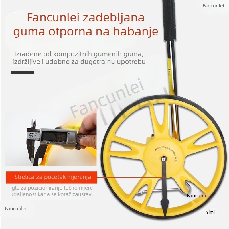 Otporni mehanički mjerač udaljenosti s kolom, elektronički kotač-uređaj, ručni valjkasti mjerni alat za mjerenje cesta