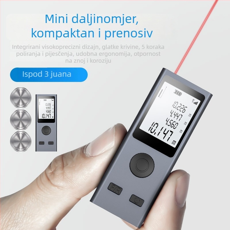 Laserski mjerač udaljenosti, ručni, infracrveni, kompaktan uređaj, model Nkl01