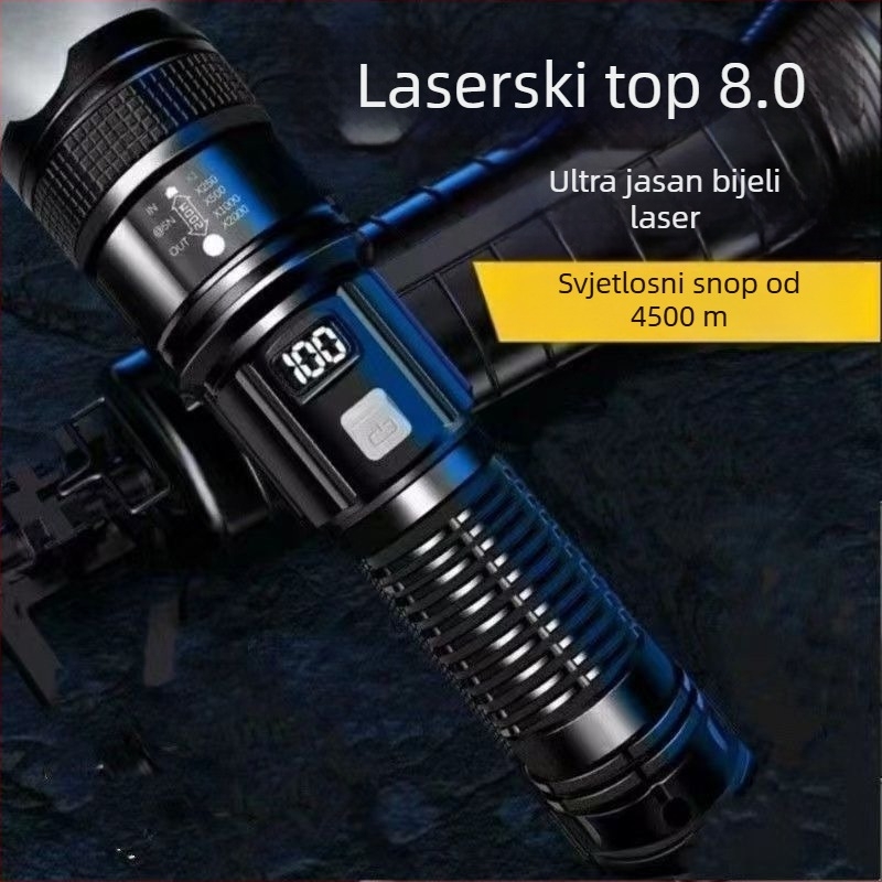 P900 Punjiva LED baterijska svjetiljka, ultra jaka, vanjski LED zoom svjetlo, 100W, Power Bank funkcija