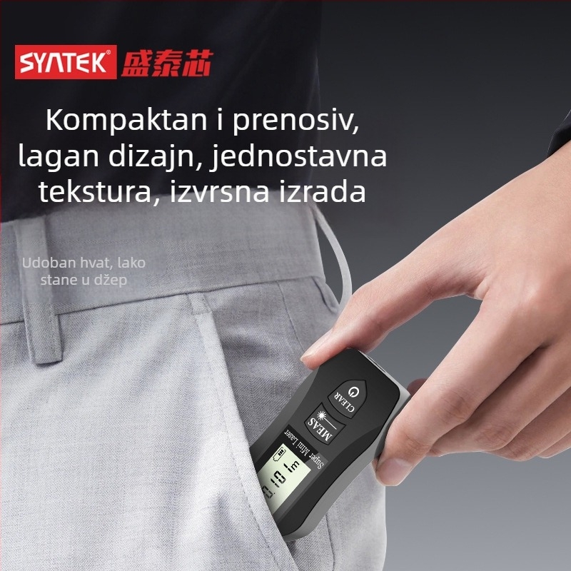 Syntek Mini laserski mjerač udaljenosti, elektroničko ravnalo, infracrveni mjerni instrument, ručni, visoka preciznost