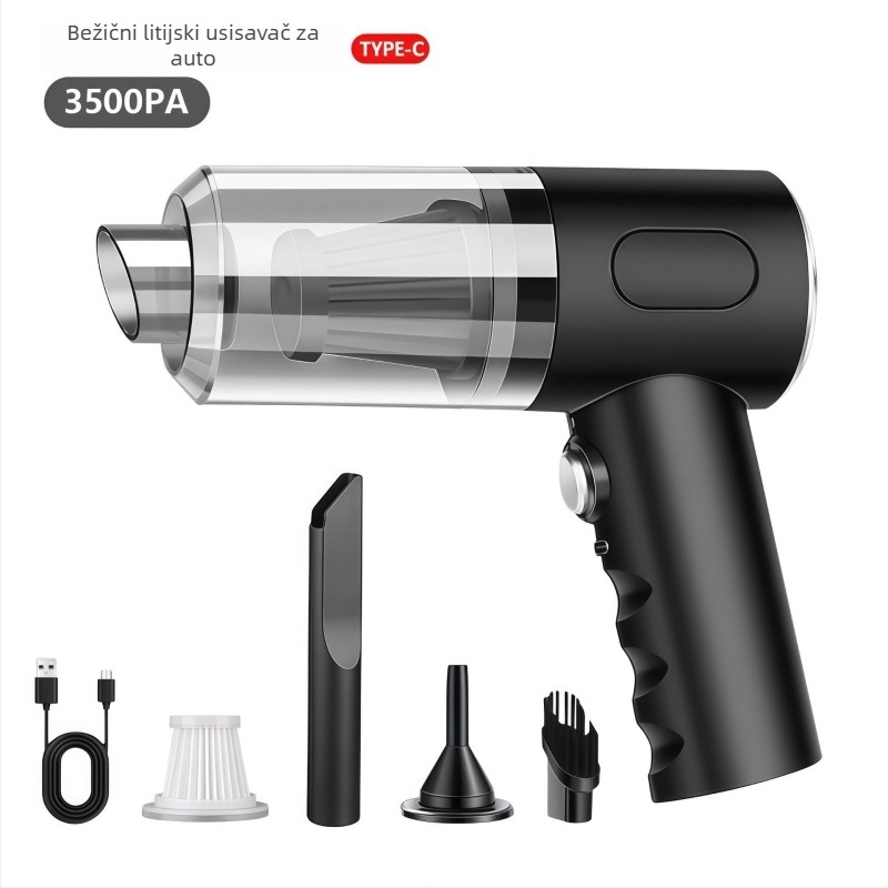 Ručni automobilni usisivač s brushless motorom, visoka usisna snaga 11000 Pa, 7.4V, 120W, USB punjenje