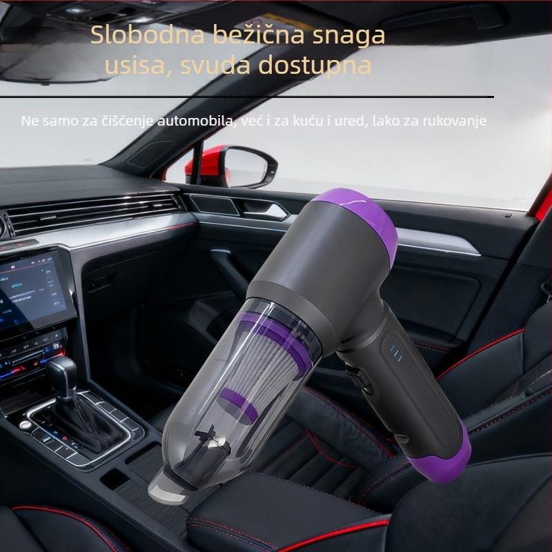 Bežični usisavač za auto, prijenosni ručni, punjivi USB, ugrađena baterija, 100 W, usisna snaga 15,1–20 kPa, suho usisavanje, posuda za prašinu