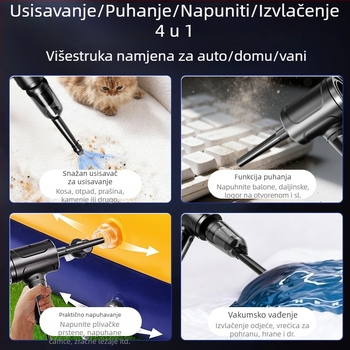 Automobilski usisavač s integriranim puhanjem i usisavanjem, kabelski, 3 m kabel, plosni nastavak, bez baterije