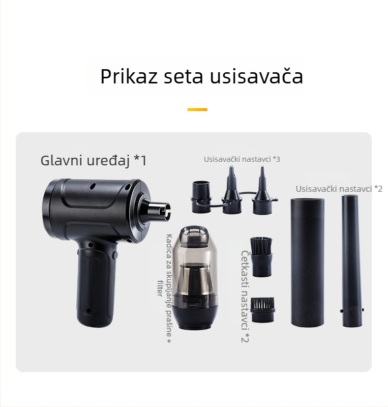 Automobilski usisavač s integriranim puhanjem i usisavanjem, kabelski, 3 m kabel, plosni nastavak, bez baterije