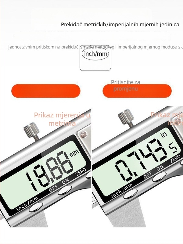 Digitalni kaliper od nehrđajućeg čelika, raspon 150 mm, točnost 0,02 mm, neto težina 350 g