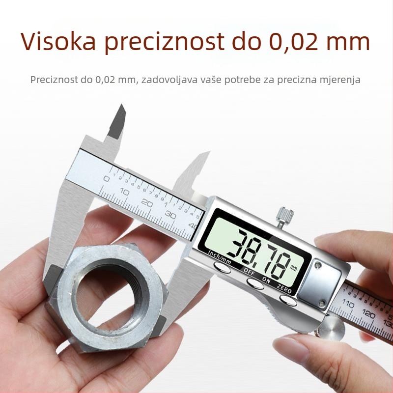 Digitalni kaliper od nehrđajućeg čelika, raspon 150 mm, točnost 0,02 mm, neto težina 350 g