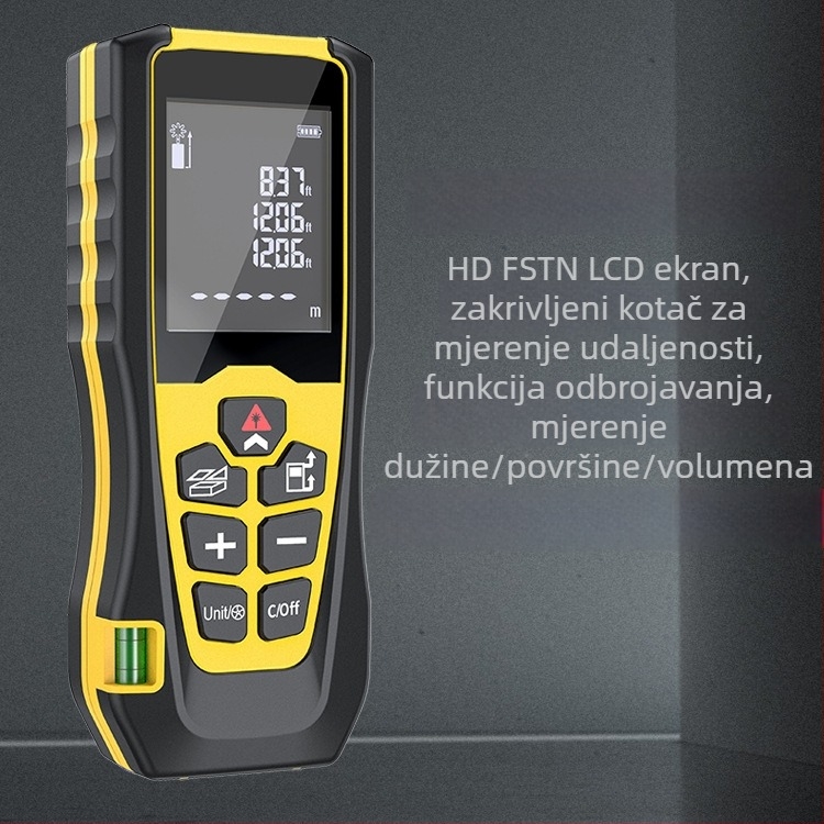 Tri u jedan ručni laserski mjerač udaljenosti visoke preciznosti, elektronički mjerni ravnalo, domet 40/60 m
