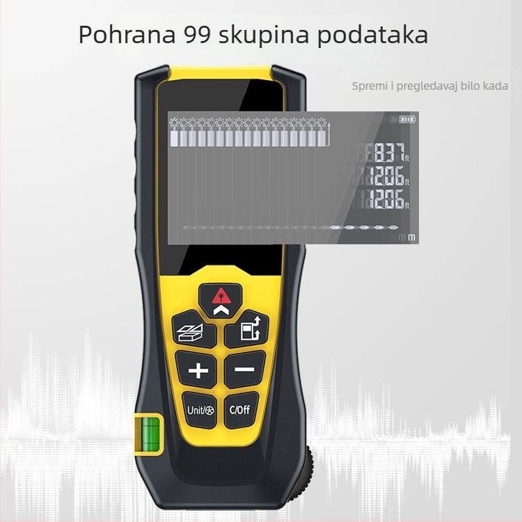 Tri u jedan ručni laserski mjerač udaljenosti visoke preciznosti, elektronički mjerni ravnalo, domet 40/60 m