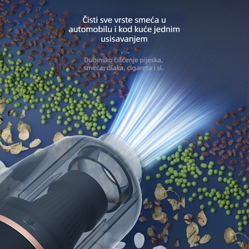 Prijenosni ručni usisavač za automobil, bežični, ugrađena baterija 501–800 mAh, 60 W, usisna snaga ispod 10 kPa, papirnati spremnik prašine