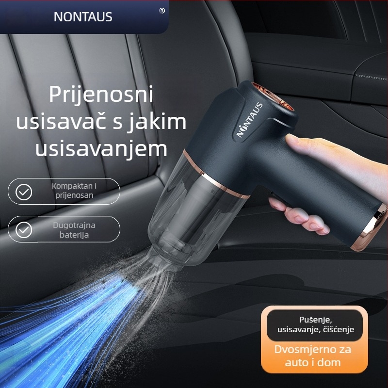 Prijenosni ručni usisavač za automobil, bežični, ugrađena baterija 501–800 mAh, 60 W, usisna snaga ispod 10 kPa, papirnati spremnik prašine