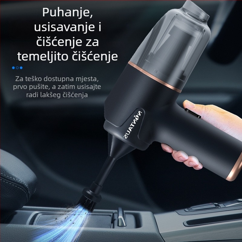 Prijenosni ručni usisavač za automobil, bežični, ugrađena baterija 501–800 mAh, 60 W, usisna snaga ispod 10 kPa, papirnati spremnik prašine