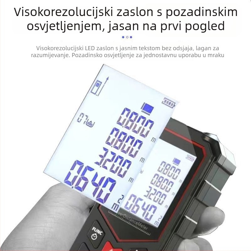 Ručni laserski daljinomjer s infracrvenim senzorom, za unutarnju upotrebu, višenamjenski elektronički mjerač udaljenosti
