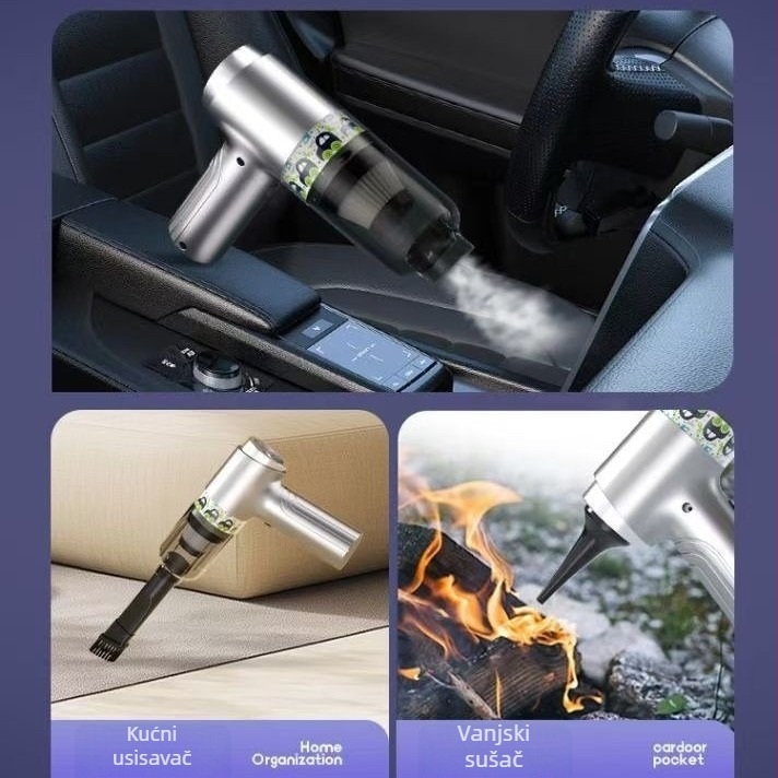 Ručni bežični usisivač za automobil s 12V, 120W, 5500Pa, 15 min baterije, bez kabela, funkcija napuhivanja