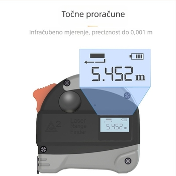 Ručni laserski mjerač dometa s dosegom 30+5 m, točnošću 0,01 m, ABS kućište, litij baterija, namijenjeno za kućne dekoracije