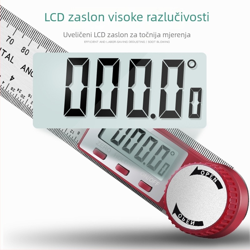 Elektronički digitalni kutomjer s zaslonom, visoka točnost, industrijski mjerni alat za stolariju, višenamjenski kutomjer