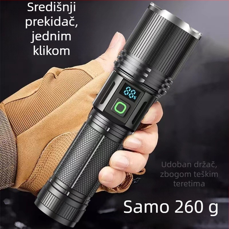 LED svjetiljka s mehaničkim zumom (aluminijska legura; 5000 mAh; 10 W; LED izvor svjetla; domet >500 m)