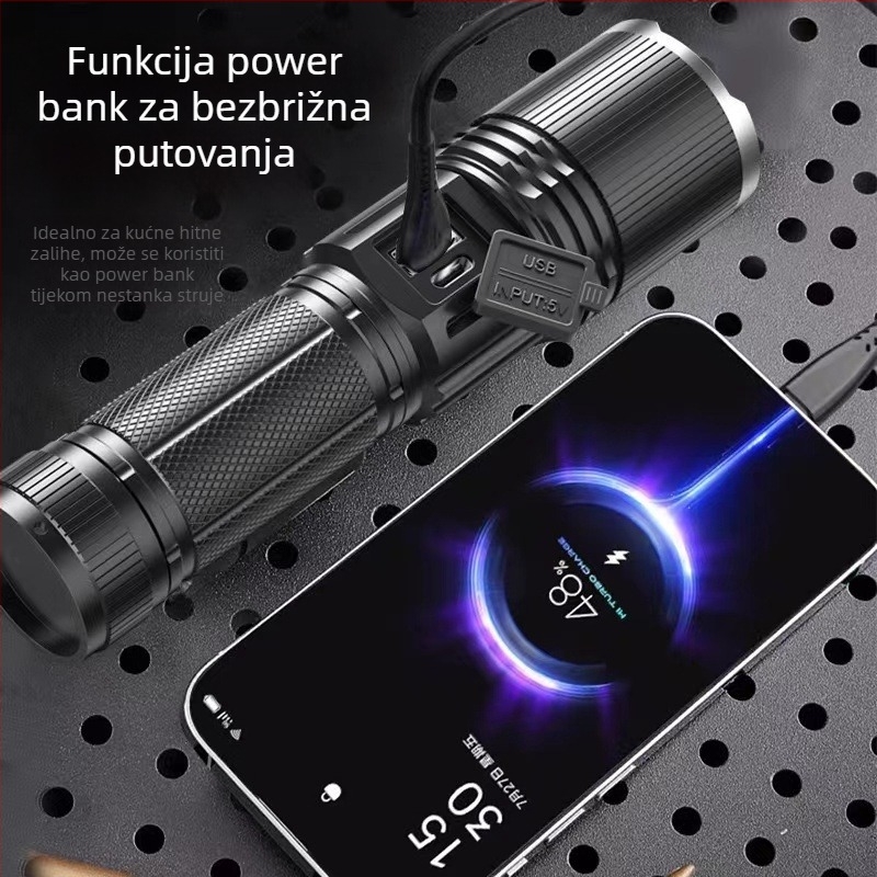 LED svjetiljka s mehaničkim zumom (aluminijska legura; 5000 mAh; 10 W; LED izvor svjetla; domet >500 m)