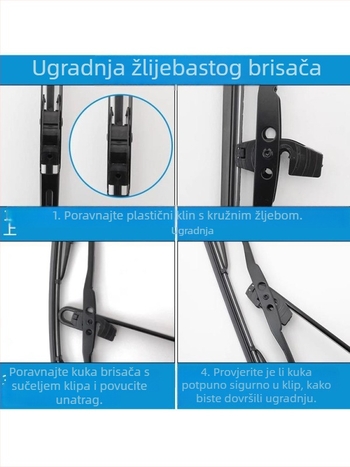 Brisač za električni tricikl s metalnim okvirom, gumom u obliku slova U, tih rad