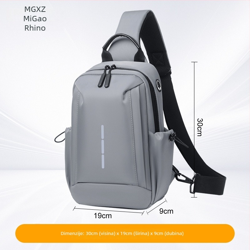 Muška prsna torba za svakodnevnu upotrebu, urbani jednostavni stil; materijal: najlon; funkcije: prozračna, vodootporna, ultra lagana; marka: Meters high rhinoceros