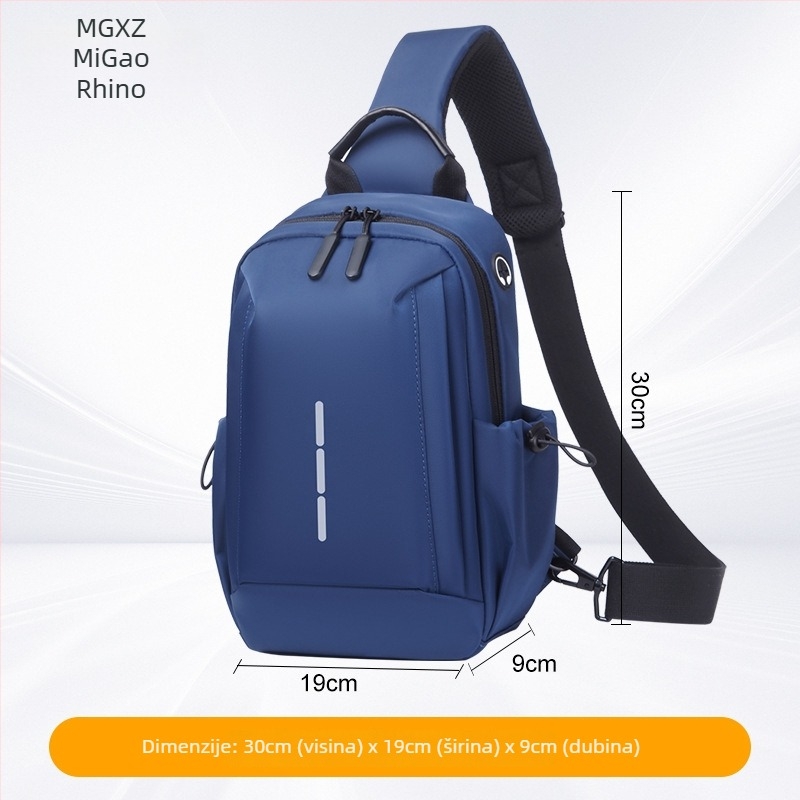 Muška prsna torba za svakodnevnu upotrebu, urbani jednostavni stil; materijal: najlon; funkcije: prozračna, vodootporna, ultra lagana; marka: Meters high rhinoceros