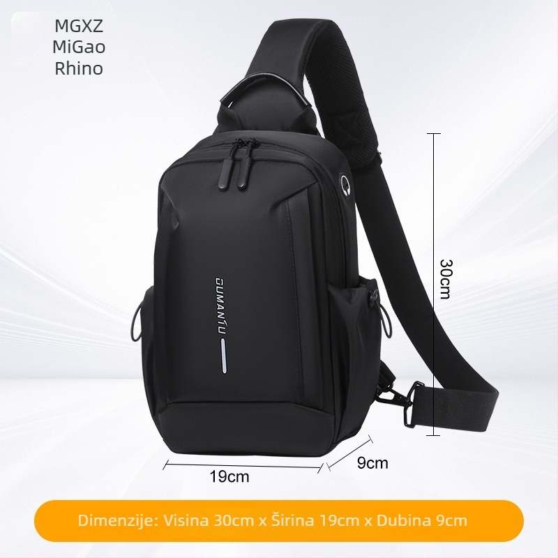 Muška prsna torba za svakodnevnu upotrebu, urbani jednostavni stil; materijal: najlon; funkcije: prozračna, vodootporna, ultra lagana; marka: Meters high rhinoceros