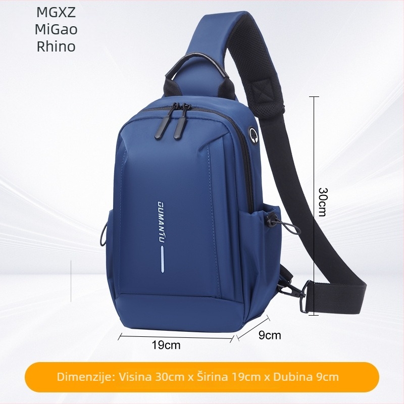 Muška prsna torba za svakodnevnu upotrebu, urbani jednostavni stil; materijal: najlon; funkcije: prozračna, vodootporna, ultra lagana; marka: Meters high rhinoceros