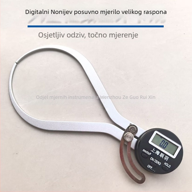 Lianyu digitalni klizni mjerač velikog raspona, proširena čeljust, digitalni prikaz, vanjski mjerač, 0–150 mm, duljina čeljusti 160 mm