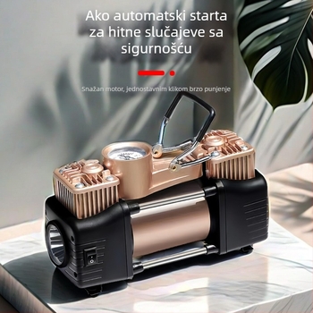 Prijenosna pumpa za automobil, dvostruki cilindar, 12V, 120W, kabel duljine 3 m, manometar