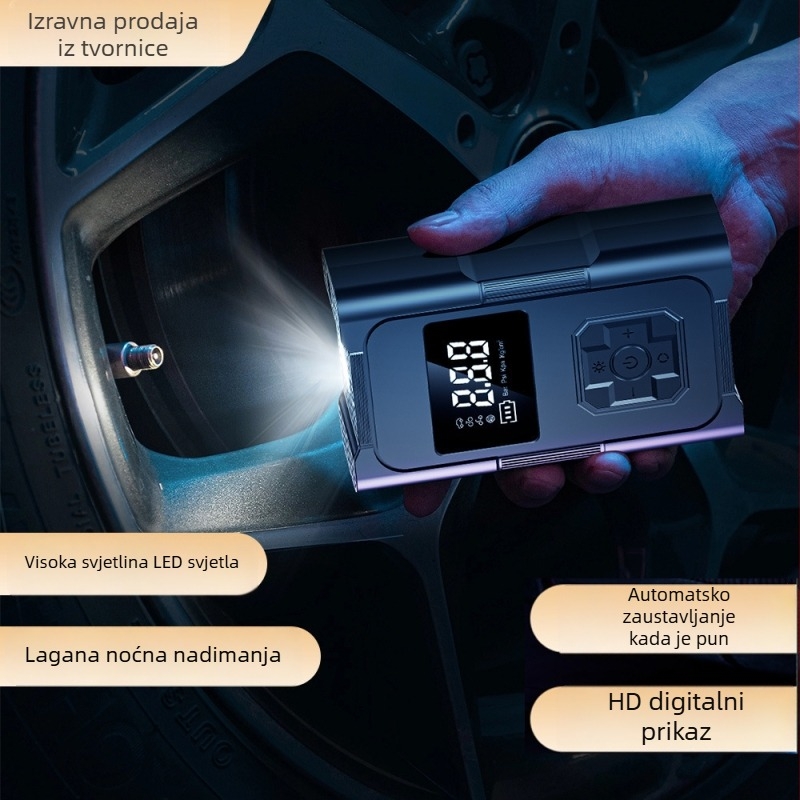 Automobilska električna pumpa za zrak s digitalnim zaslonom, 12V, 120W, 35 L/min, USB-C punjenje