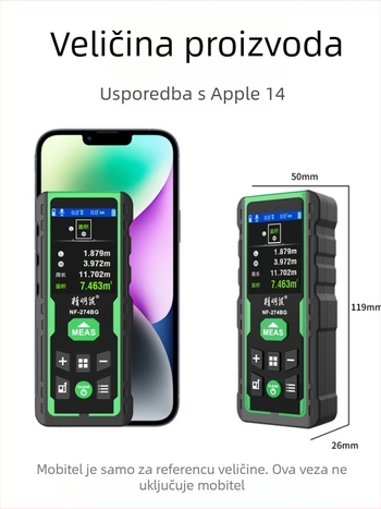 Vanjski ručni laserski daljinomjer s infracrvenim mjerenjem, model NF-275G/NF-274BG, visoka preciznost