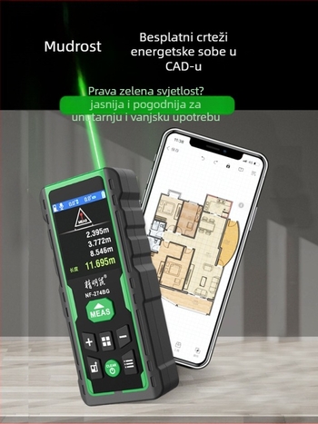Vanjski ručni laserski daljinomjer s infracrvenim mjerenjem, model NF-275G/NF-274BG, visoka preciznost