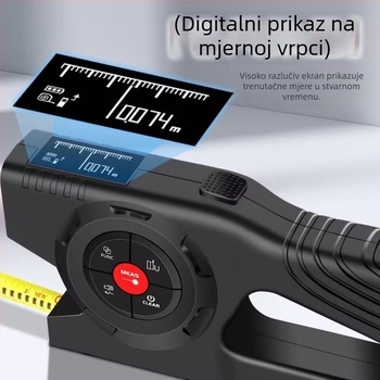 SK-TM03 laserski mjerač udaljenosti – 3-u-1 pametni digitalni mjerač duljine s digitalnim zaslonom, punjiva baterija