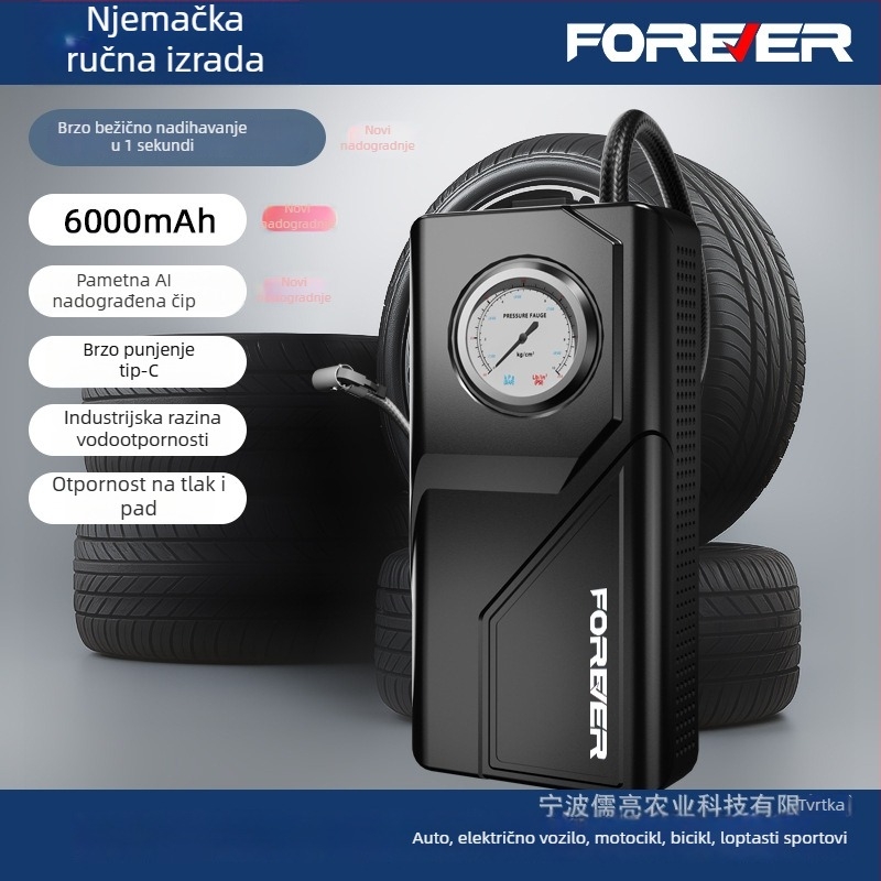 Prijenosna ručna pumpa za automobile, USB-punjiva, višenamjenska univerzalna pumpa zraka za automobile i vozila