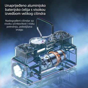 Automobilska pumpa za gume, prijenosna električna pumpa visoke snage, 12V, 120W, duljina kabla 3 m, protok zraka 35 L/min