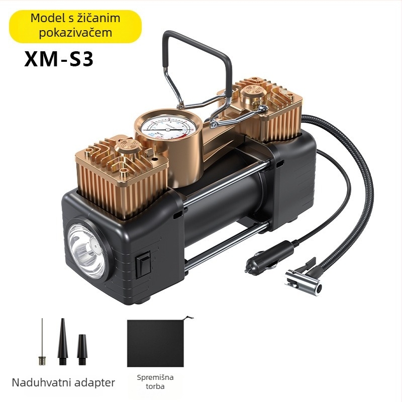 Automobilska pumpa za gume, prijenosna električna pumpa visoke snage, 12V, 120W, duljina kabla 3 m, protok zraka 35 L/min
