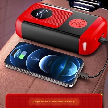 Prijenosni bežični kompresor za automobile za pumpanje guma s digitalnim zaslonom, 12V, manje od 80W, 25 L/min, USB punjenje