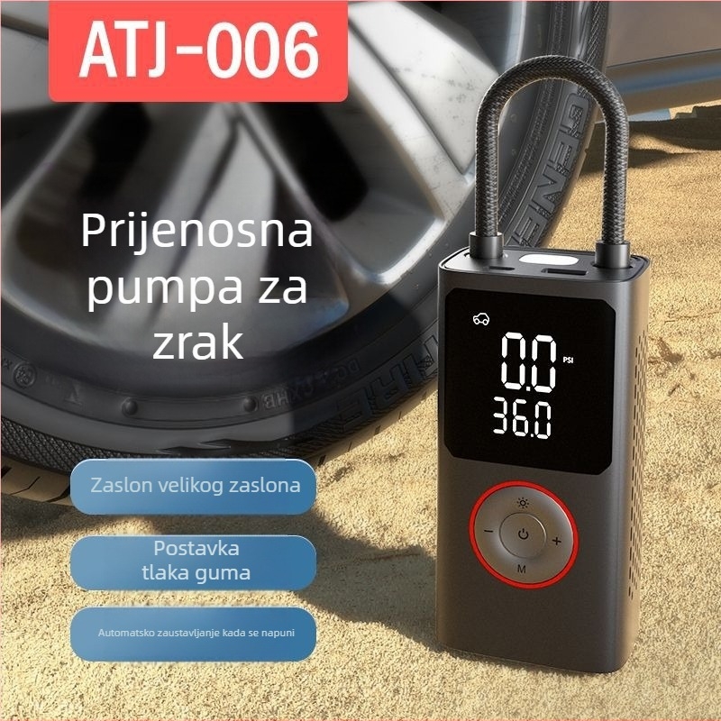 Automobilska pumpa za gume - Bežična, prenosna USB napajanje, digitalni zaslon, 7.4V, 80W, 25 L/min
