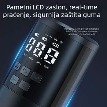 Prijenosna pumpa za napuhavanje guma za automobile, motocikle, bicikle i električna vozila – digitalni zaslon, 7,4V, 18650 baterija, 80W, 25 L/min
