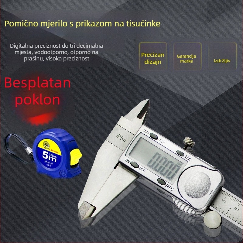 Tema digitalni Vernier kaliper 0–150–200–300 mm, visoka preciznost, industrijski alat