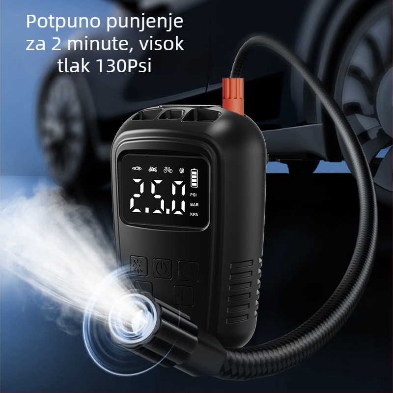 Prijenosna pumpa za zrak u automobilu s USB napajanjem, 220 W, protok zraka 30 L/min, 110-220 V, trajanje rada 5–20 minuta, 690 g
