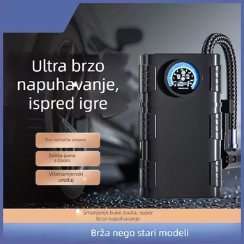 Prijenosna električna pumpa za gume s manometrom za automobile, bicikle i sportske lopte - 12V, 100W, kabel duljine 2.8 m, 35 L/min