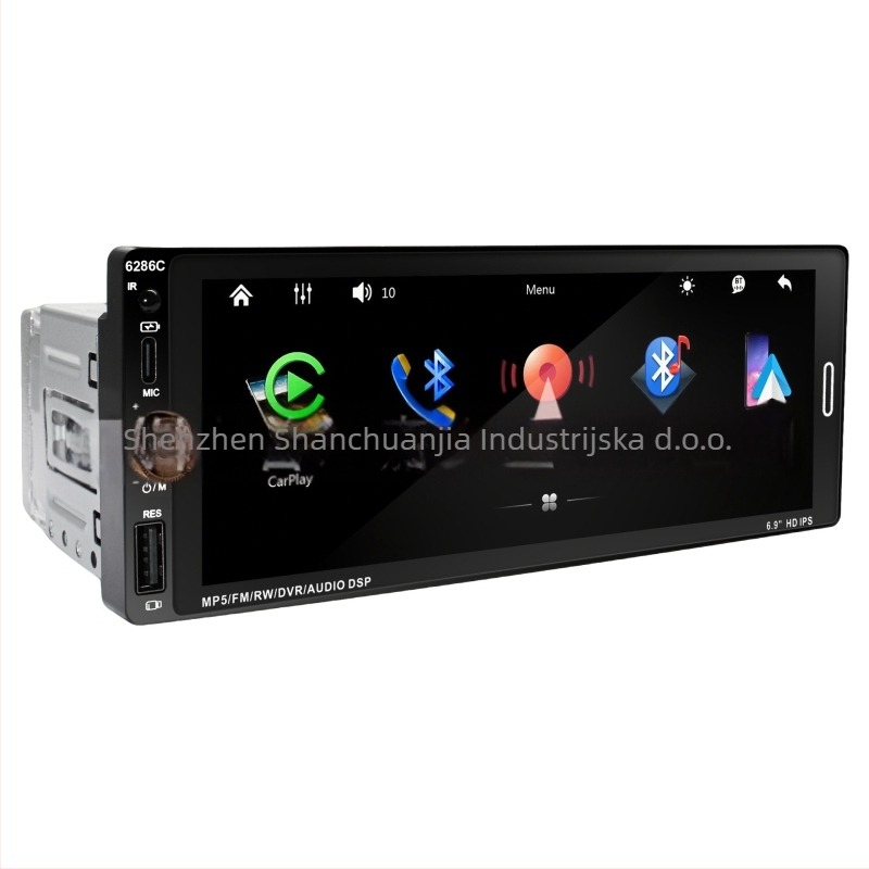 MP5 automobilski navigacijski player s bežičnim CarPlay, Android Auto, OLED zaslon, Bluetooth, napajanje 12-24V DC