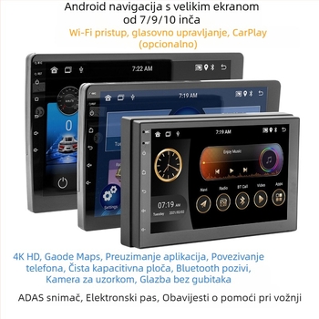 Bežični MP5 player za auto s CarPlay i Android navigacijom – Model 9988, Napajanje: 12-24V DC, Podrška reprodukciji glazbe, Glazbeni formati: FLAC, APE, OGG, MP2, MP3, WAV, WMA, ASF