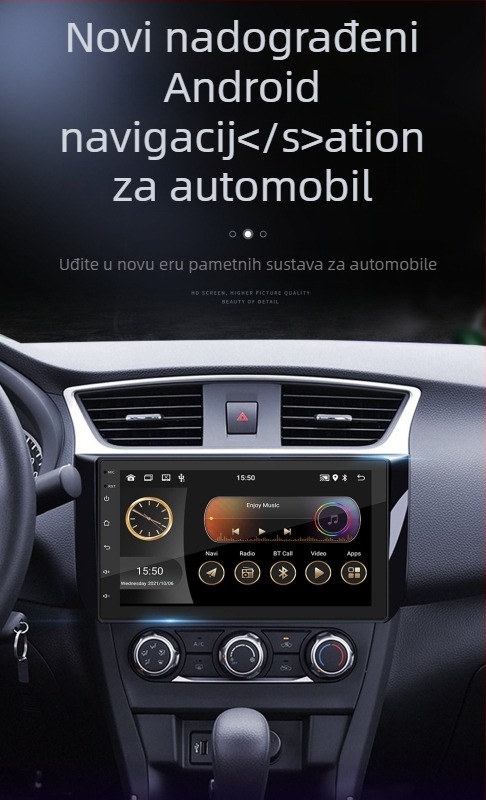 Bežični MP5 player za auto s CarPlay i Android navigacijom – Model 9988, Napajanje: 12-24V DC, Podrška reprodukciji glazbe, Glazbeni formati: FLAC, APE, OGG, MP2, MP3, WAV, WMA, ASF