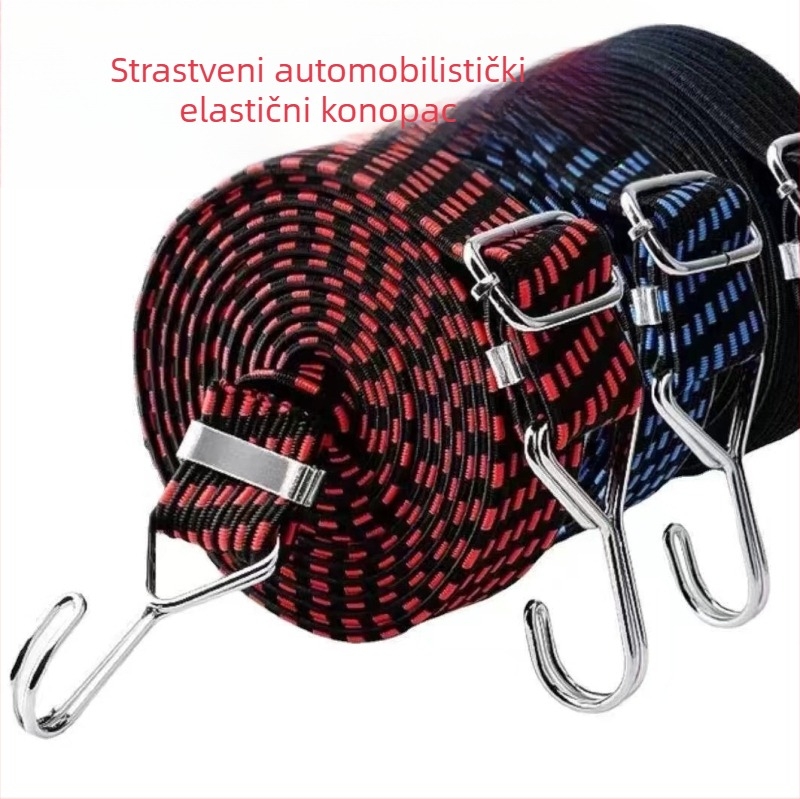 Elastični kaiš za pričvršćivanje za motocikle i prtljagu s kopčom od aluminijske legure, latex žica, nosivost 100 kg