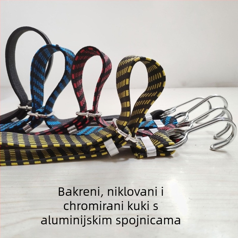 Elastični kaiš za pričvršćivanje za motocikle i prtljagu s kopčom od aluminijske legure, latex žica, nosivost 100 kg