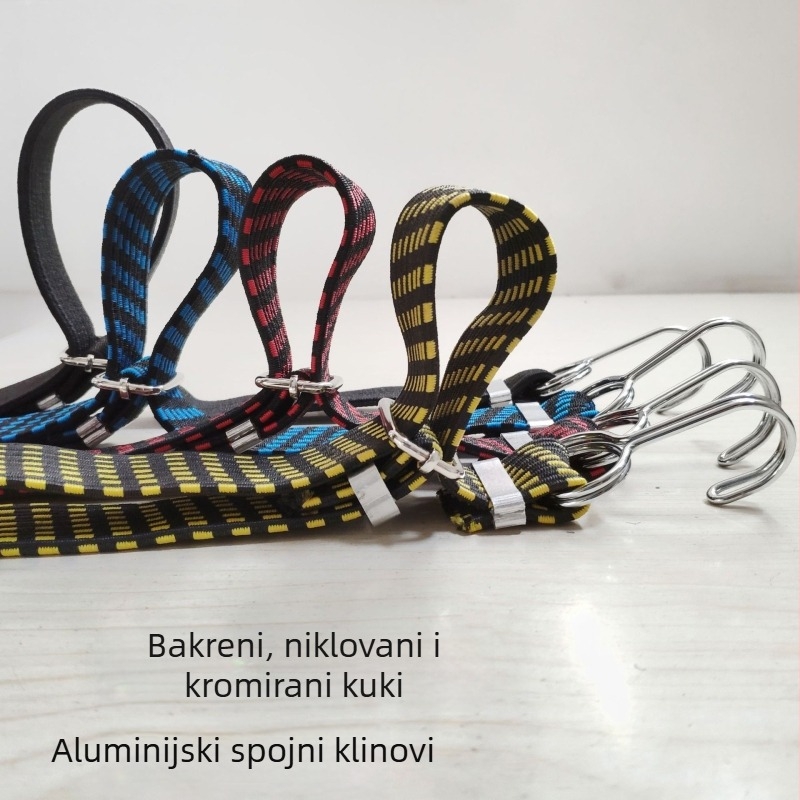Elastični kaiš za pričvršćivanje za motocikle i prtljagu s kopčom od aluminijske legure, latex žica, nosivost 100 kg